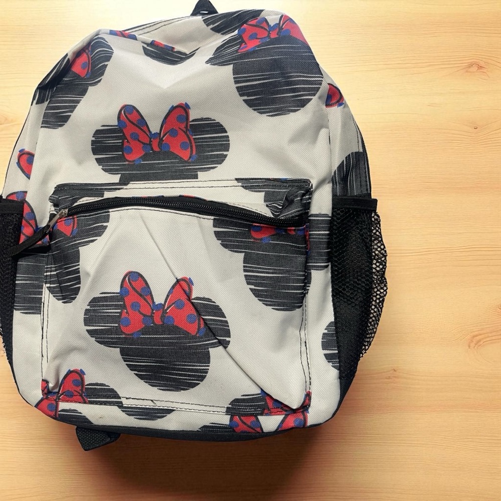 Disney Minnie Mouse Kids Backpack - Black, White, and Red
